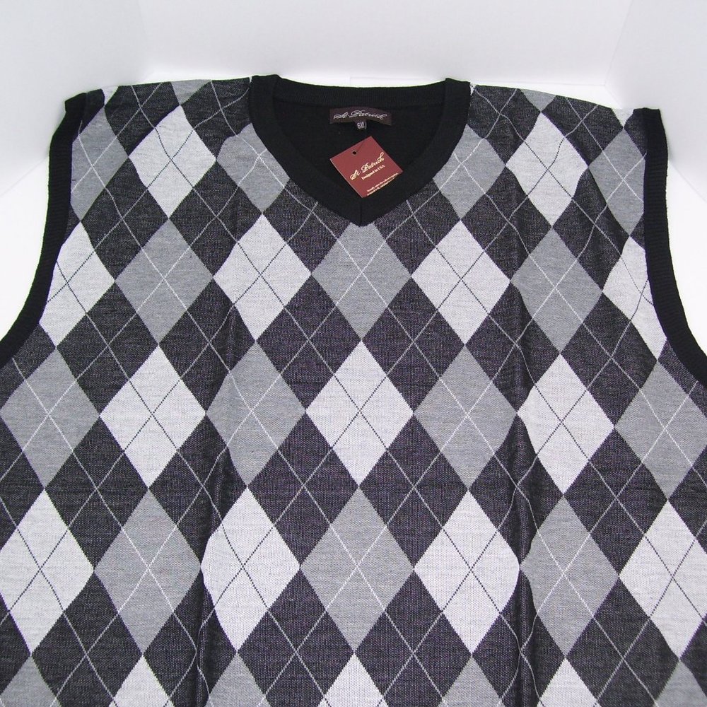 3X St. Patrick V-Neck Black Argyle Sweater Vest 3XL - Picture 2 of 7